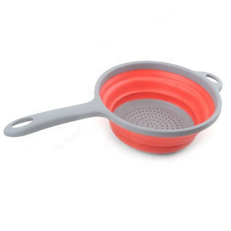 BPA Free Eco Kitchen Draining Basket Strainer Collapsible Silicone Colander for Kitchenware accessories