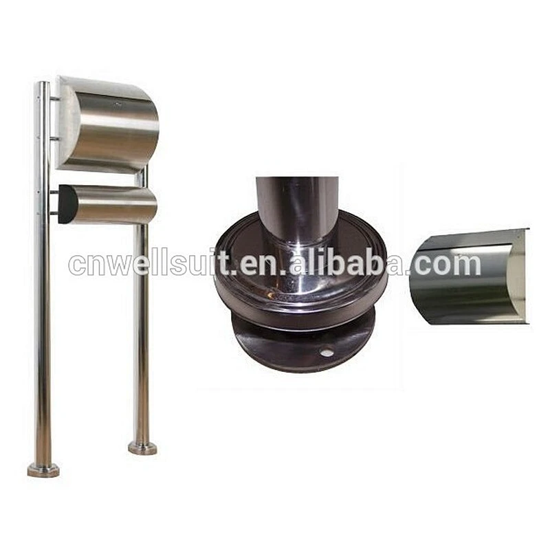 Hot sell stainless steel standing mailbox with lock and newspaper holder garden mailbox