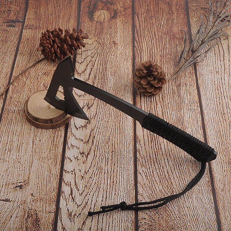 Full Black Coating Stainless Steel Tomahawks Hatchet Axe with Paracord Handle