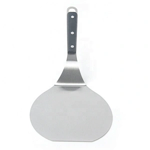 6.5 Inches Black Color Round Metal Stainless Steel Pizza Peel with Wood Handle Pizza Shovel For Serving Food