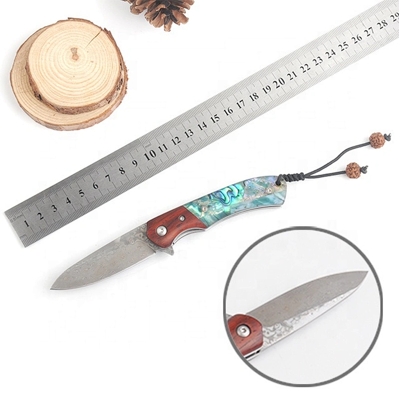 OEM Mini Pocket Knife Survival Damascus Steel Blade Knifes Survival Knife Folding