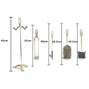 High Quality Luxury Fireplace Accessories Iron Fireplace Tool Set with Gold Plate