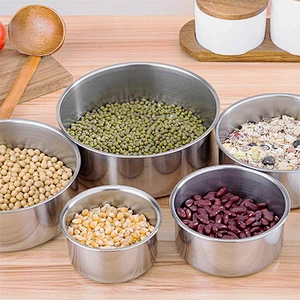 Stainless Steel Storage,5 Units Stainless Steel Food Freshness Seal Bowl Storage Preservation Box crisper mess tin