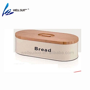 Bamboo cover cold rolling steel with powder coating bread box metal