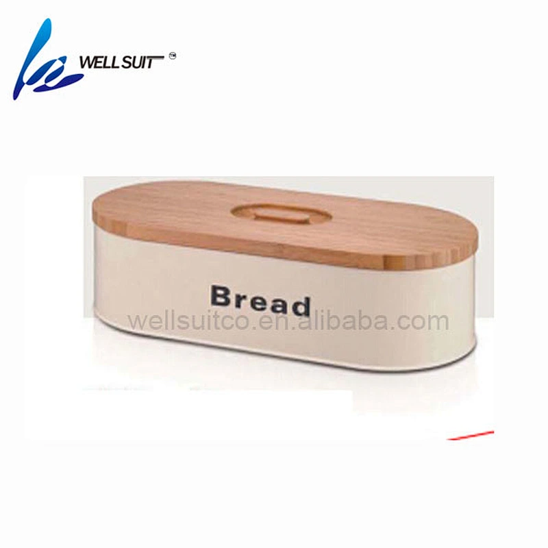 Bamboo cover cold rolling steel with powder coating bread box metal