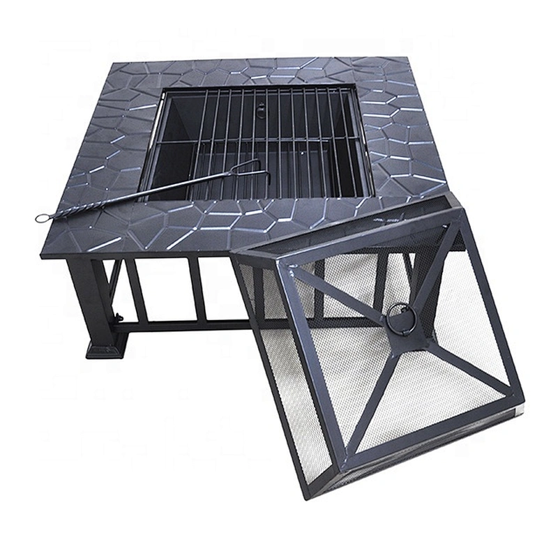 Outside camping outdoor fire pit steel bowl table square fire pit