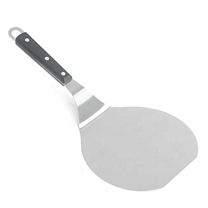 6.5 Inches Black Color Round Metal Stainless Steel Pizza Peel with Wood Handle Pizza Shovel For Serving Food