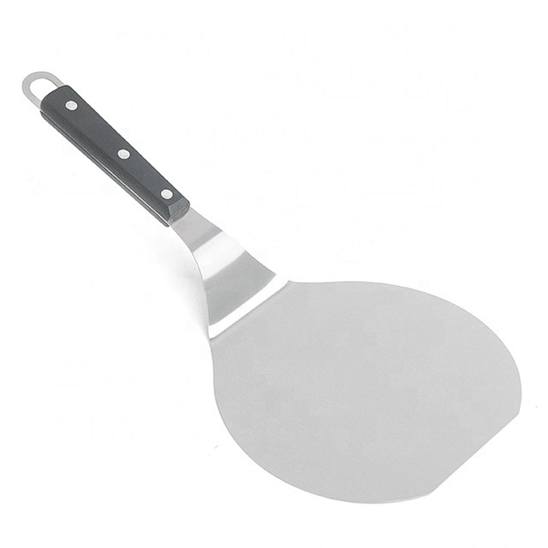 6.5 Inches Black Color Round Metal Stainless Steel Pizza Peel with Wood Handle Pizza Shovel For Serving Food