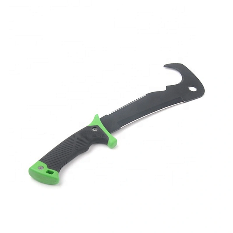 Black Coating Stainless Steel  Outdoor Survival Hunting Sickle Machete With Sheath