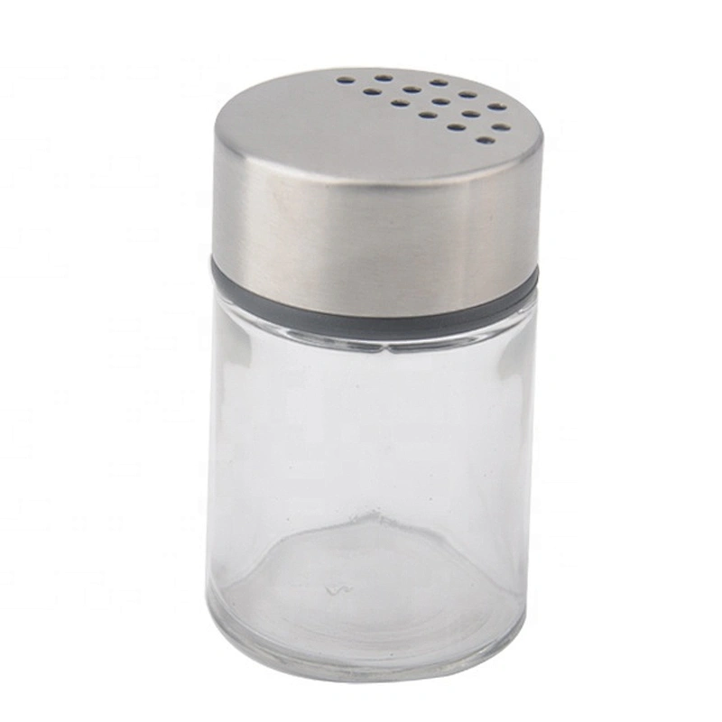 Stainless steel and glass spice shaker spice rack cruet
