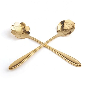 popular new design food grade  stainless steel with copper plating  tea spoon