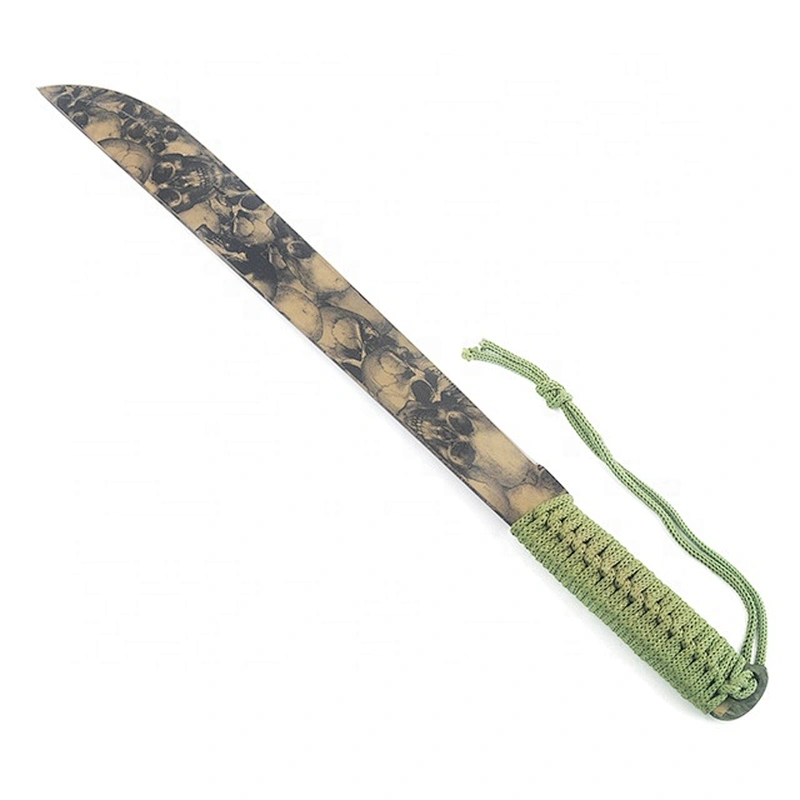 Long Size Stainless Steel Color Printing Blade Survival Hunting Machete Knife with Paracord Handle