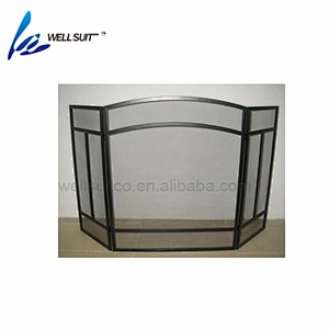 Hot sale Folding screen painted fireplace screen fire screen With Black Powder Coating