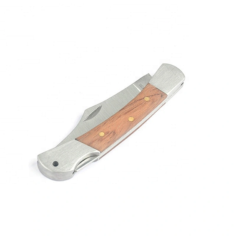 Classic Quality Stainless Steel Blade Folding Pocket Knife with Wooden Handle