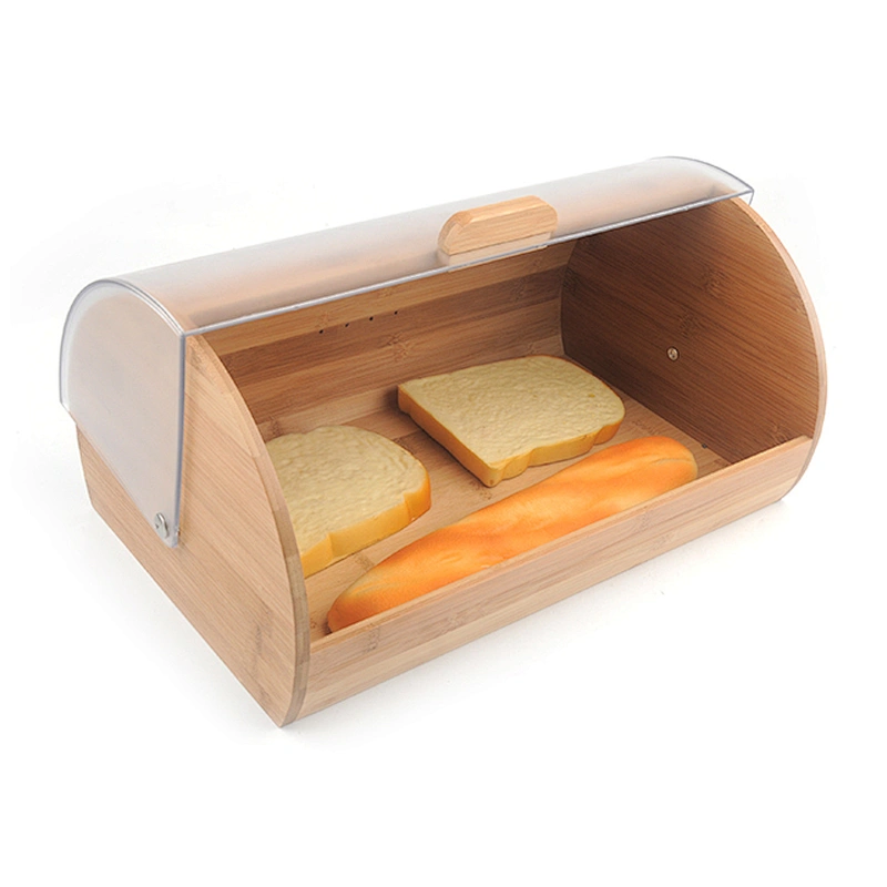 New design hot selling good quality bamboo bread box with plastic lid
