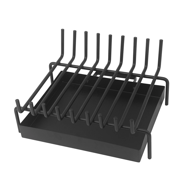 Iron With Black Powder Coating Fireplace Grate With Ash Tray Set
