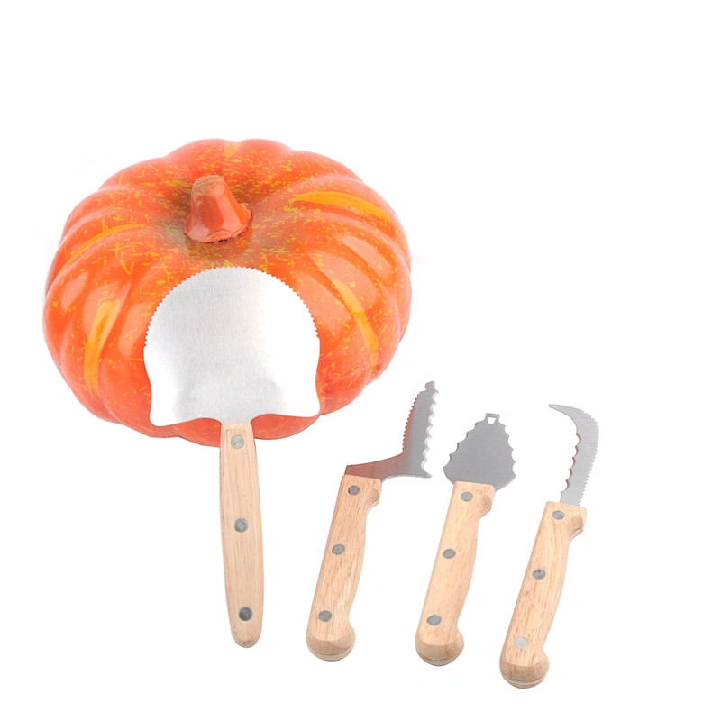 Holiday party decoration tools handmade wooden pumpkin carving kits halloween pumpkin carving set