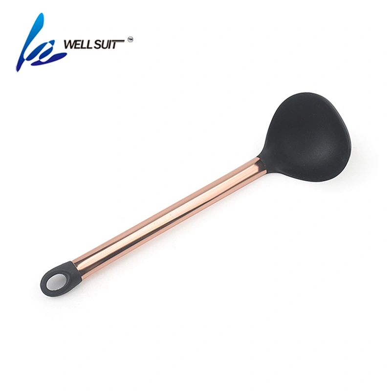 New design  food grade silicoe home kitchen tools utensils of 11 pcs cookware sets with copper plating handle