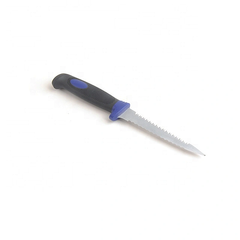 Double Blade Saw Stainless Steel Outdoor Fishing Black Camping Survival Fillet Knife With Non Slip Soft Touch Handle
