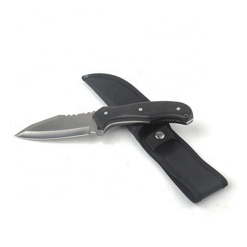 Professional camping survival outdoor knife with nylon sheath