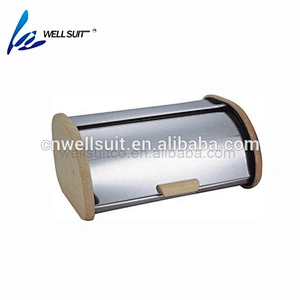 Unique design stainless steel and wood bread box metal