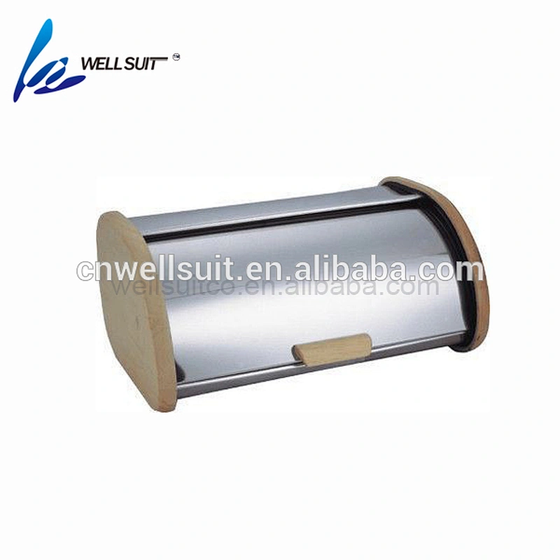 Unique design stainless steel and wood bread box metal