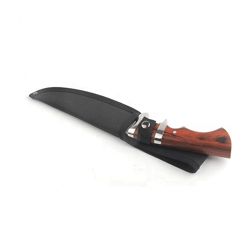 Matt Finished Stainless Steel Survival Camping Knife with Pakka Wood Handle