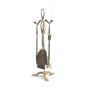 High Quality Luxury Fireplace Accessories Iron Fireplace Tool Set with Gold Plate