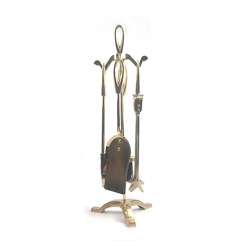 High Quality Luxury Fireplace Accessories Iron Fireplace Tool Set with Gold Plate