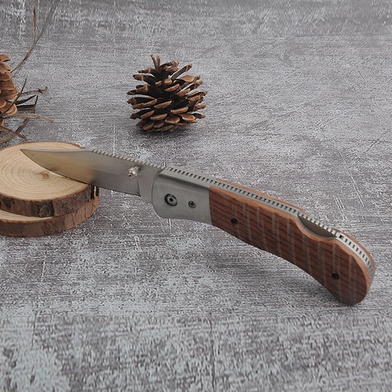 Stainless Steel Blade Folding Pocket Knife with Rose Wood Handle