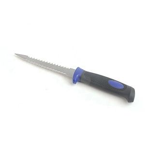 Double Blade Saw Stainless Steel Outdoor Fishing Black Camping Survival Fillet Knife With Non Slip Soft Touch Handle