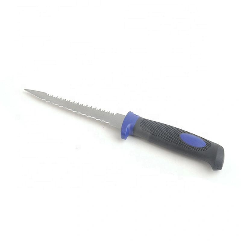 Double Blade Saw Stainless Steel Outdoor Fishing Black Camping Survival Fillet Knife With Non Slip Soft Touch Handle