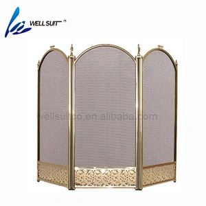 Hot sale Folding screen painted fireplace screen fire screen With Black Powder Coating
