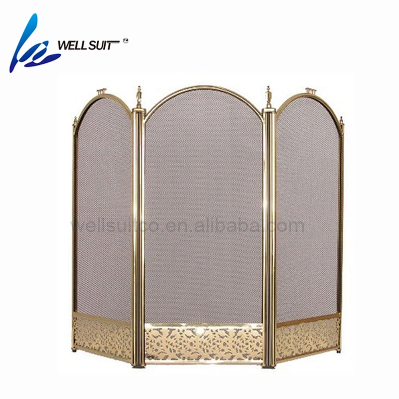 Hot sale Folding screen painted fireplace screen fire screen With Black Powder Coating