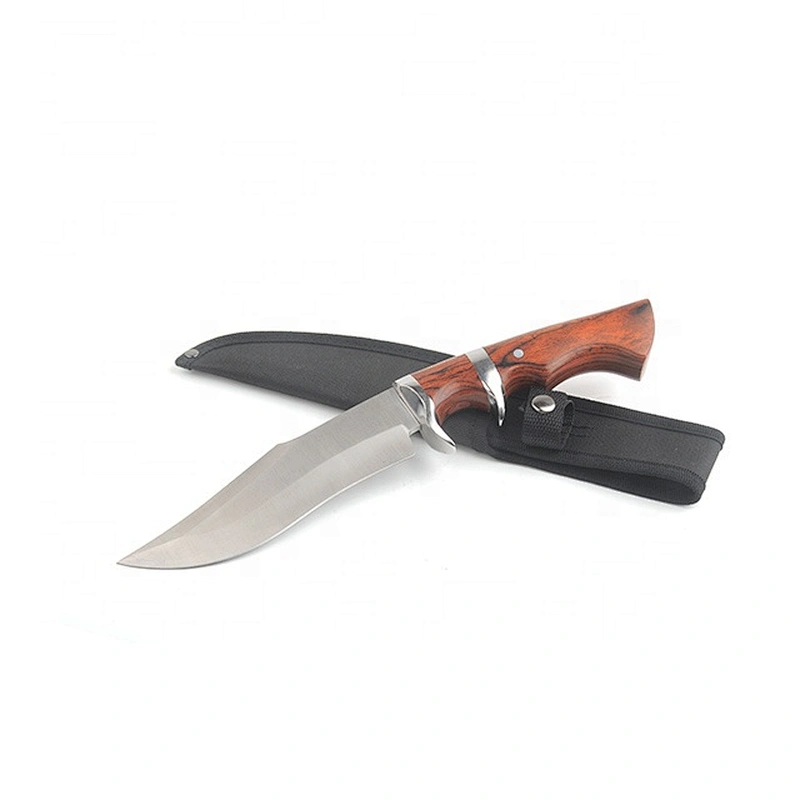 Matt Finished Stainless Steel Survival Camping Knife with Pakka Wood Handle