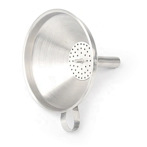 Factory metal stainless steel kitchen funnel with removable strainer