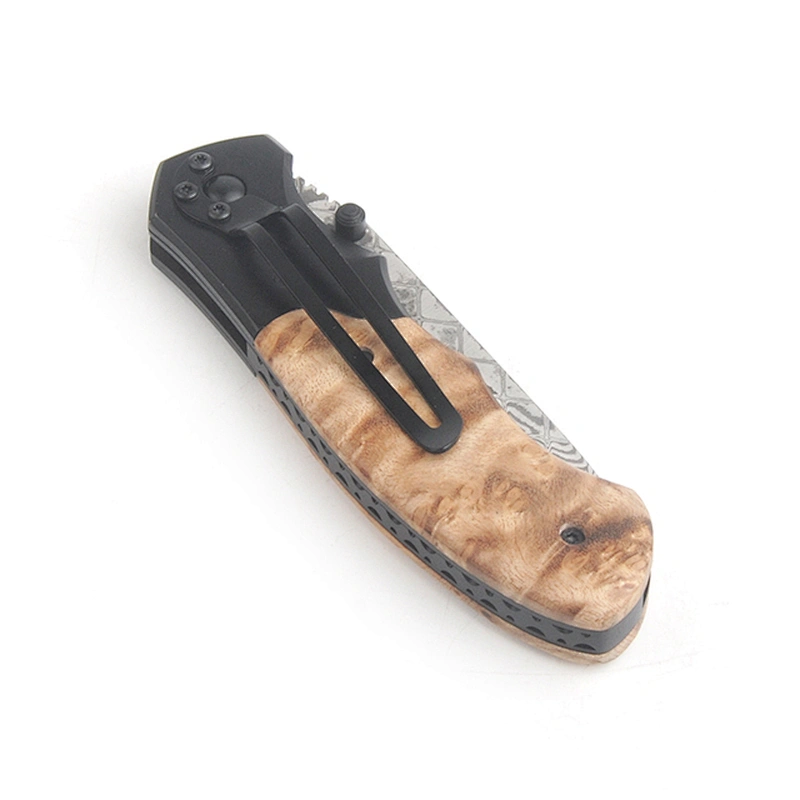 Best price damascus steel blade wood handle knife