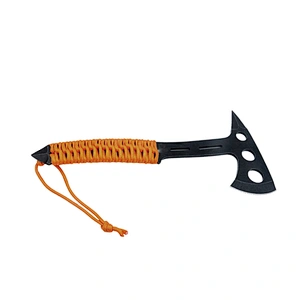 2 Sides Black Coating Stainless Steel Survival Axe Outdoor Tool Hatchet with Paracord