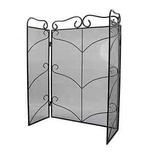 Durable new design hot selling metal 3-Panel Iron Fireplace Screen Guard Fence Accessories Steel Spark Guard