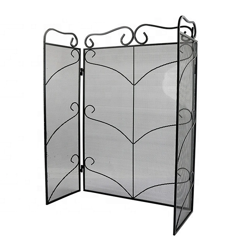 Durable new design hot selling metal 3-Panel Iron Fireplace Screen Guard Fence Accessories Steel Spark Guard