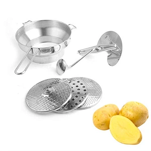 High quality kitchen accessories cheap durable easy clean stainless steel vegetable potato manual food mill with discs