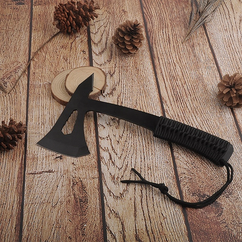 Black Coating Multi Function Stainless Steel Survival Axe Hatchet with Paracord Handle