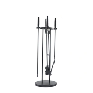 Fireplace accessories black metal 4 pieces  fireplace tools set for outdoor