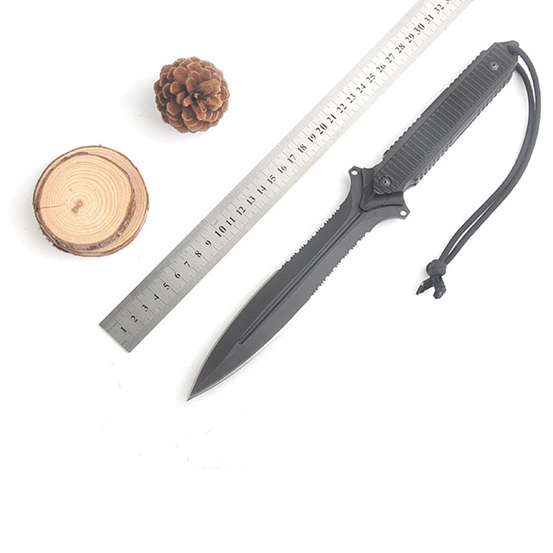 High quality Stainless steel outdoor forest camping survival knife with string