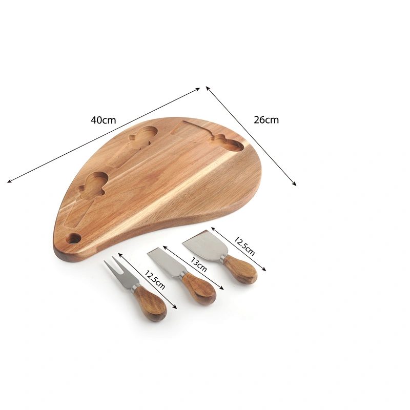 New design hot selling acacia wood cheese board with cheese knife cheese fork