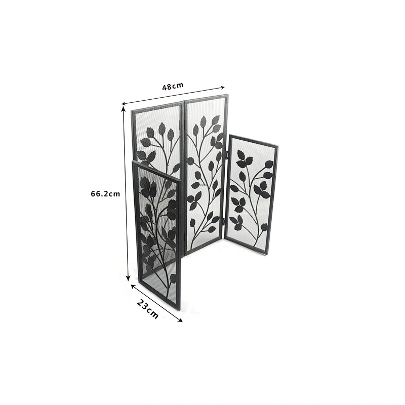 Black Iron Safe Proof Fence Mesh 4 Panel Fireplace Screen