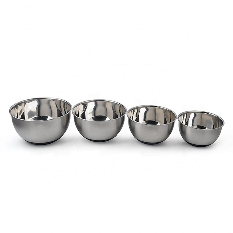 Satin polished large stainless steel fruit salad bowl silicone mixing bowl
