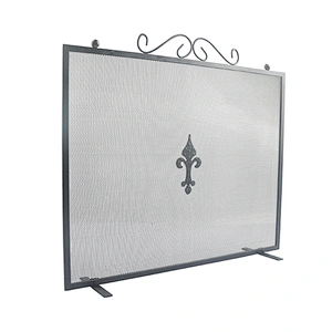 Metal Mesh Large Fire Gate Cover Single  Fireplace Screen Flat,Baby Safe Proof Fire Place Fence,Decorative Scroll Spark Guard