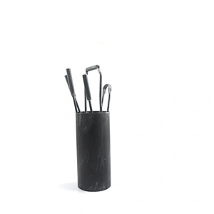 Fireplace accessories  black coating 5pcs modern fireplace tools outdoor for garden