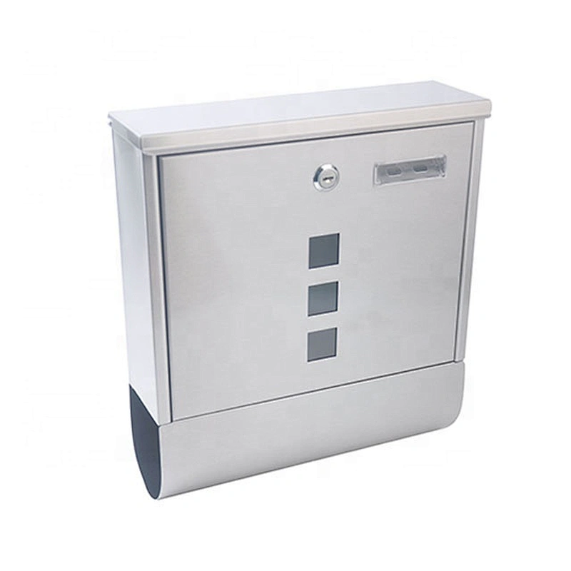 Outdoor stainless steel  newspaper letter PVC inside lockable mail box with 2 key lock
